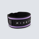 Cinturón lumbar segunda generación color lila con logotipo bordado y diseño ergonómico.